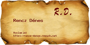 Rencz Dénes névjegykártya